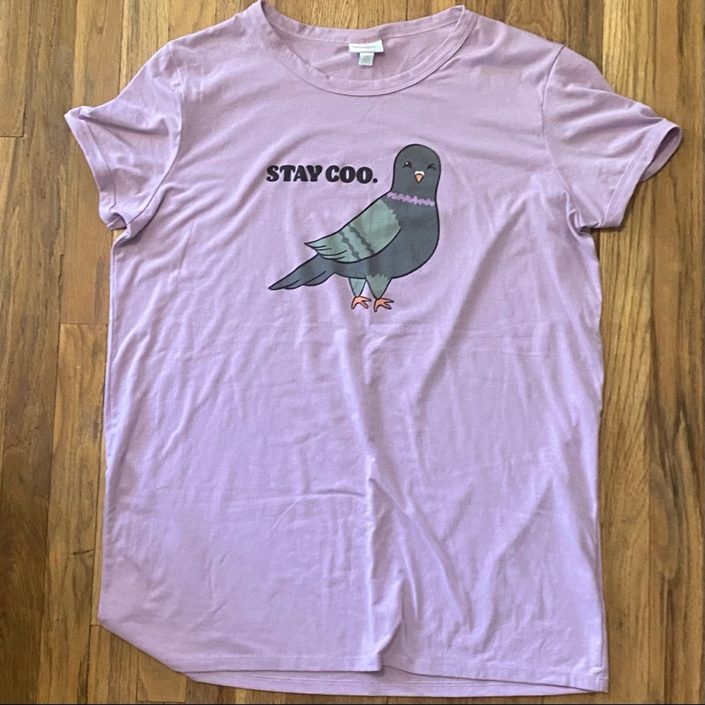 LulaRoe Liv. Stay Coo. Pigeon. Light purple.